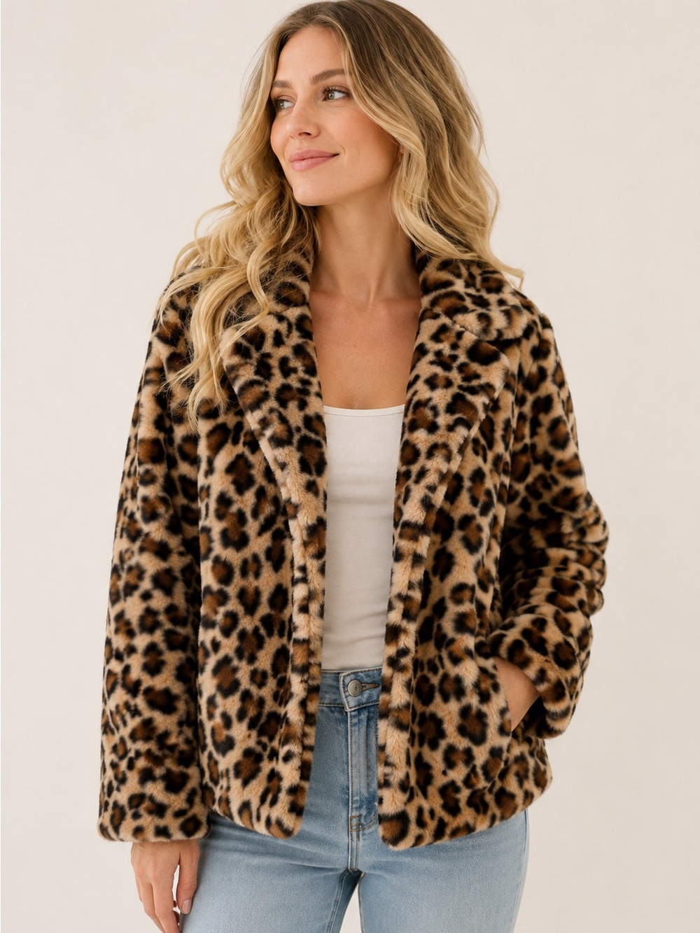 NWOT Leopard Print Faux Fur Jacket | Size Small